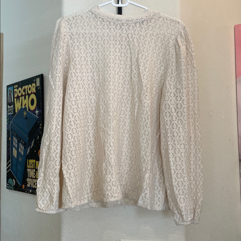 LOFT Ivory Lace Knit Top